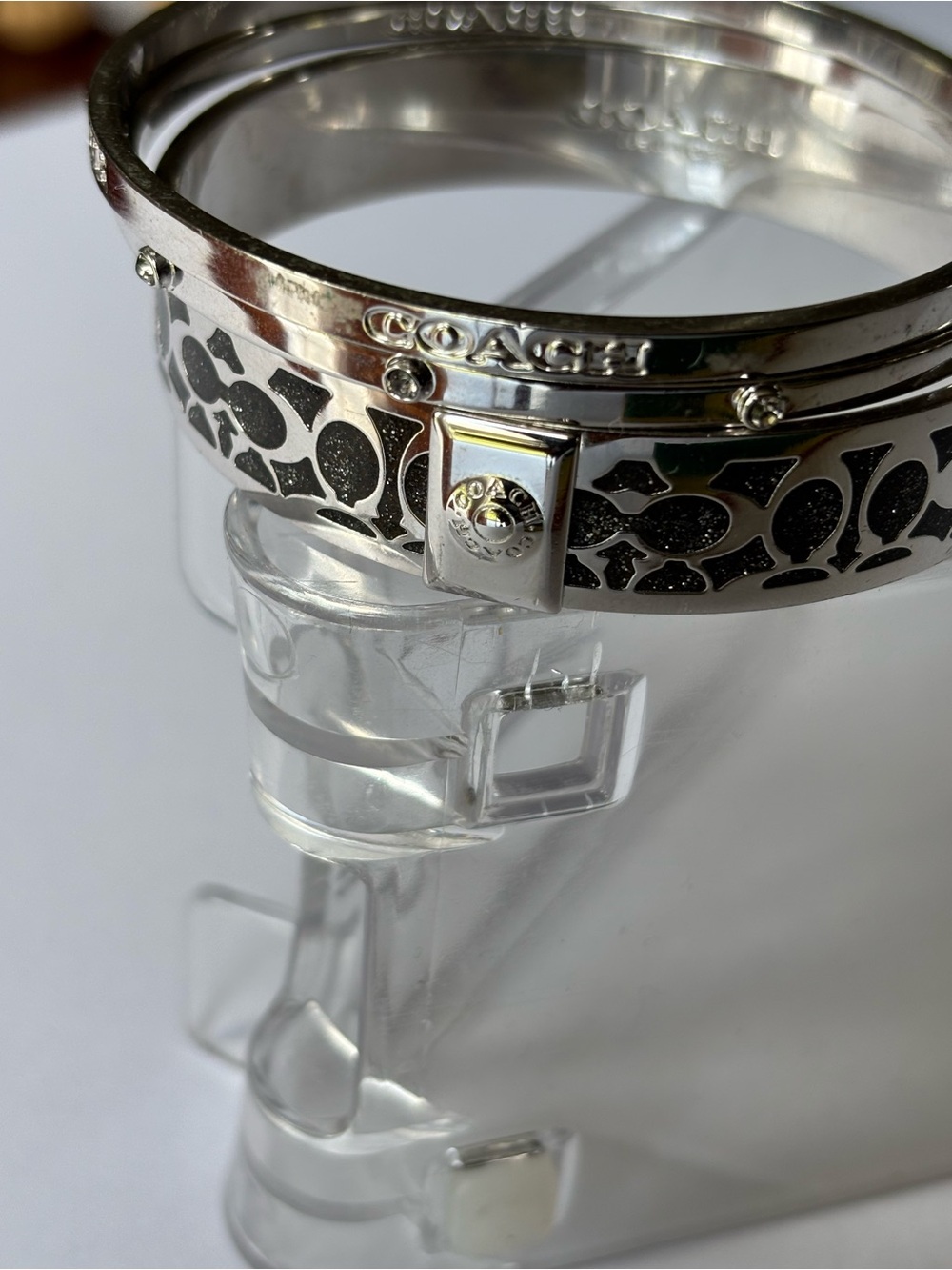Coach silver bangle bracelet trio of 3 - Picture 2 of 5